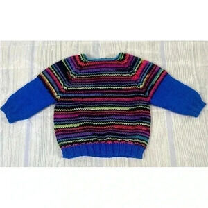 Colorful Hanna Chunky Cable Knit Pull Over Striped Sweater Girls  24 Months 2T